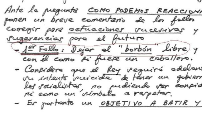 Documento firmado por “militares españoles”, redactado tras el 23-F y que señaló como uno de los errores “dejar al ‘borbón’ libre”
