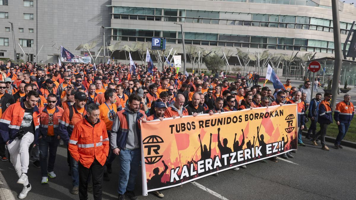 Nuevas movilizaciones de los trabajadores de Tubos Reunidos en Bilbao.
