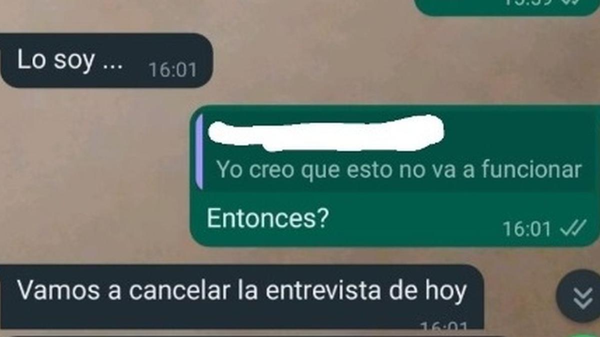 El final de la conversación por WhatsApp.