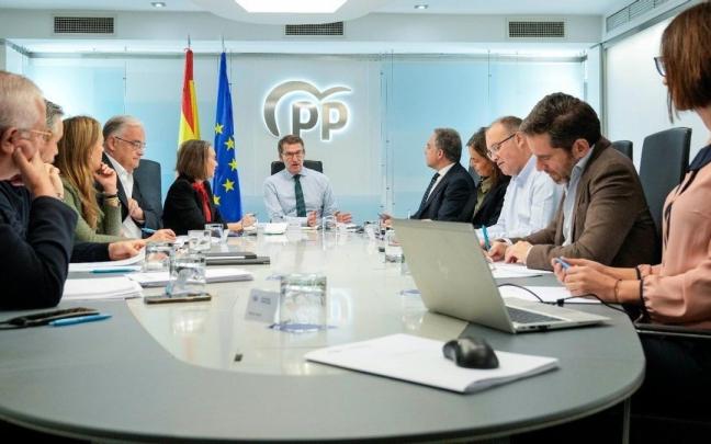 Alberto Núñez Feijóo presidió ayer la reunión del comité de dirección del PP.
