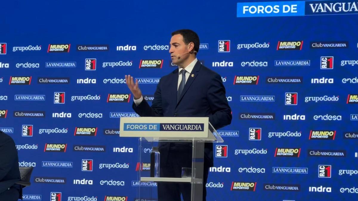 El Lehendakari, Imanol Pradales, en una conferencia el 'Foro de Vanguardia' en el Auditorio MGS de Barcelona