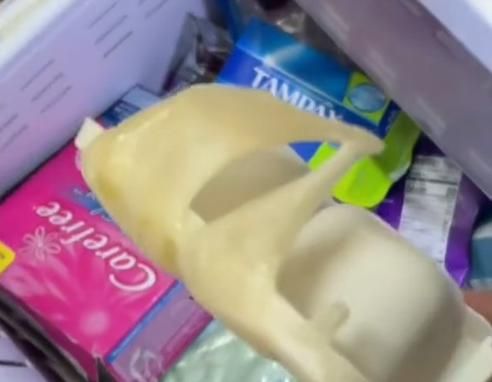 Los productos de higiene femenina que tiene en el congelador.