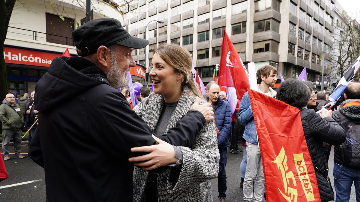 Alba García en la manifestación por el Primero de Mayo en Bilbao.