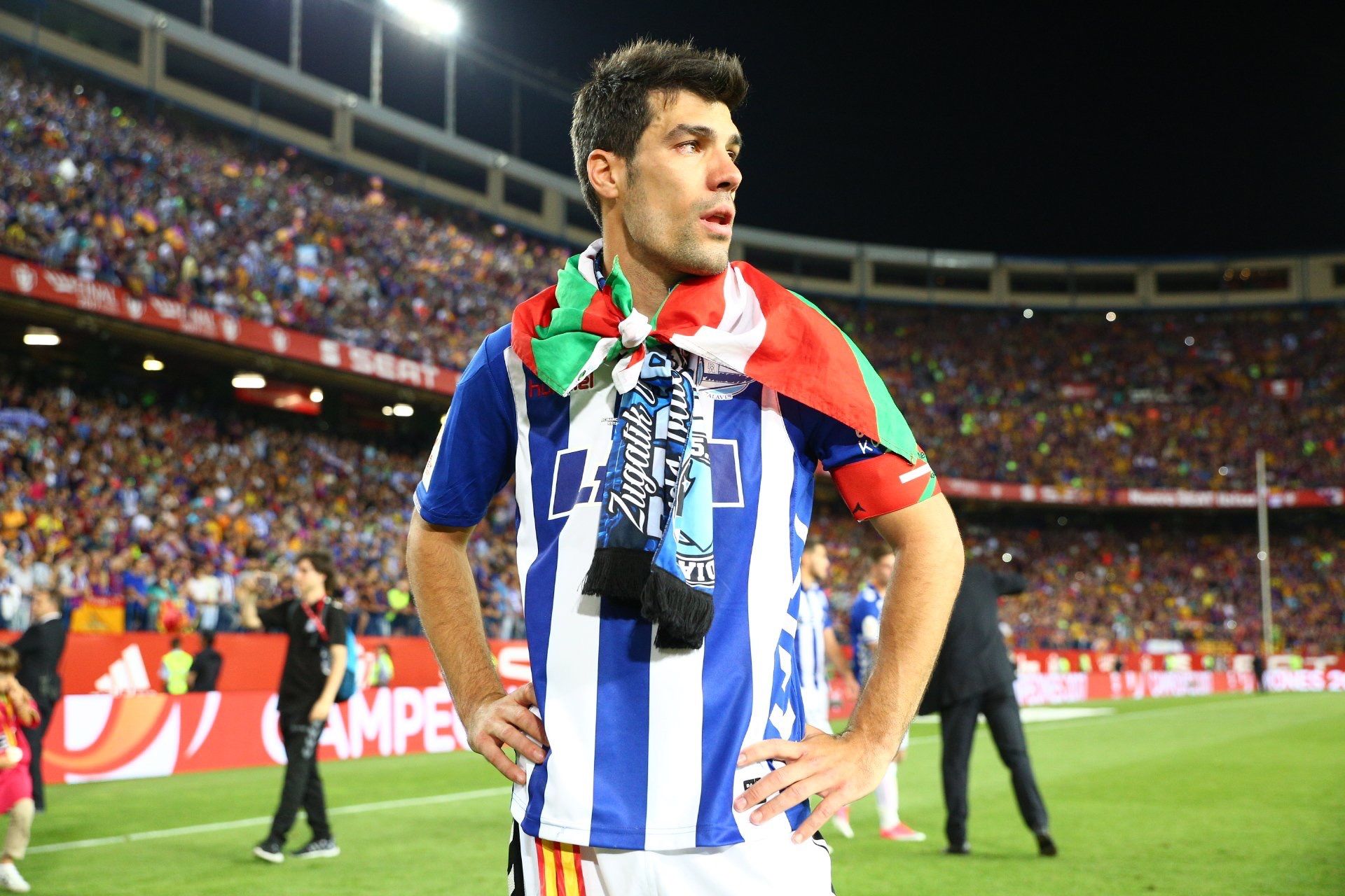 Manu García, tras la final de Copa ante el Barça en 2017 en el Calderón.