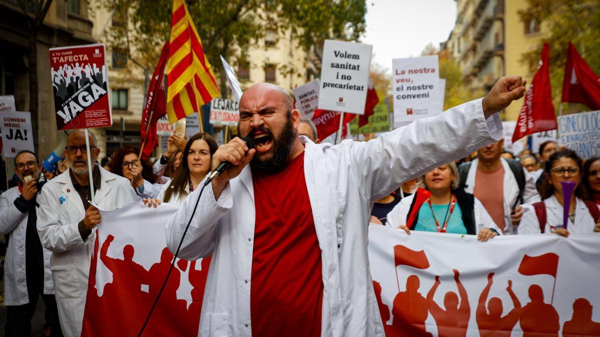 Concentración de médicos en una de las jornadas de huelga.