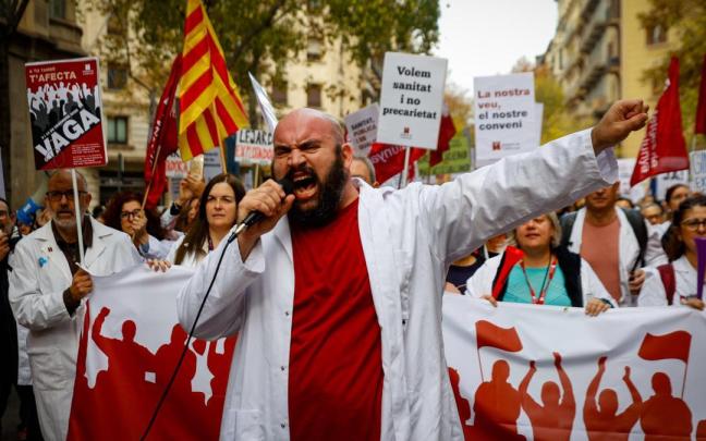 Concentración de médicos en una de las jornadas de huelga.
