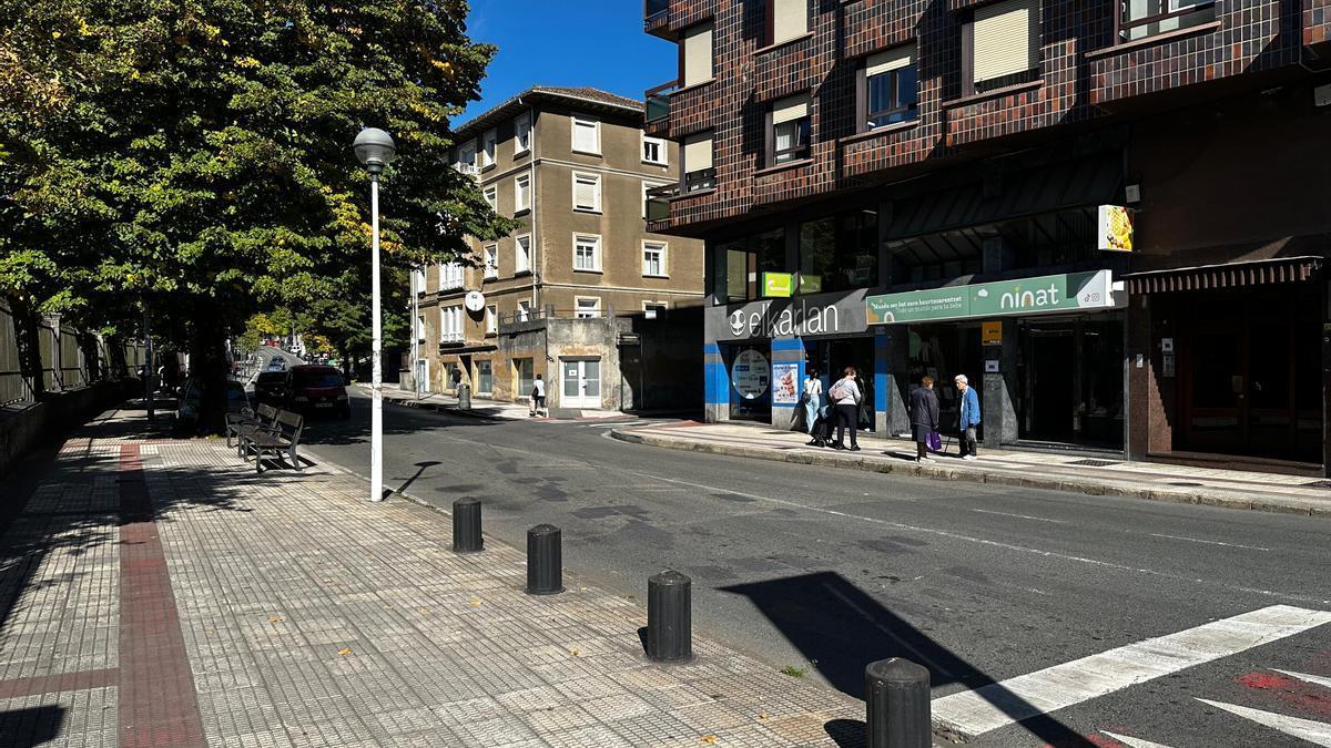 Calle Lamuza de Laudio, cuya acera paralela al parque permanecerá cortada durante las obras