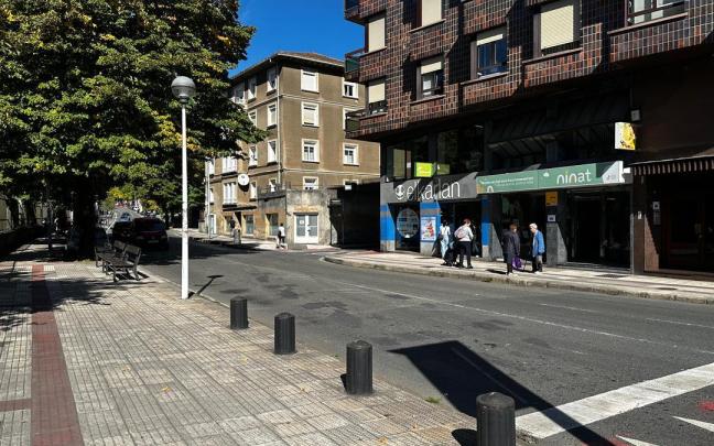 Calle Lamuza de Laudio, cuya acera paralela al parque permanecerá cortada durante las obras
