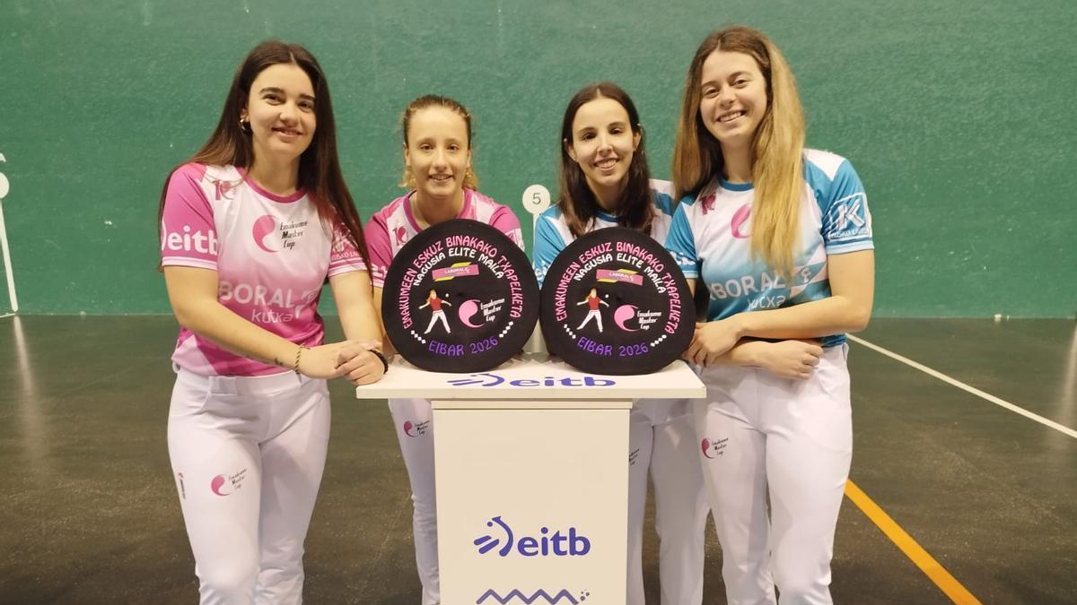 Gaminde, Sagardui, Arrizabalaga y Bergara, en la presentación de la final del Parejas en el Astelena de Eibar.