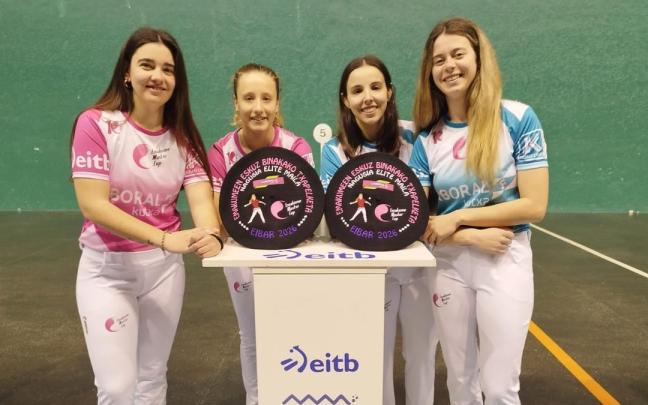 Gaminde, Sagardui, Arrizabalaga y Bergara, en la presentación de la final del Parejas en el Astelena de Eibar.