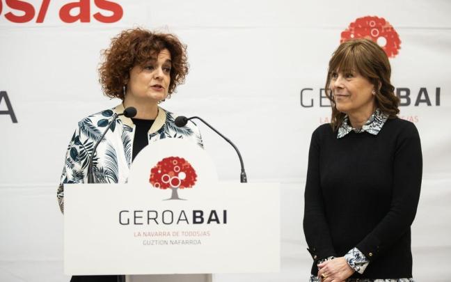 Blanca Regúlez y Uxue Barkos, durante la presentación.