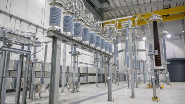 Imagen de la estación convertidora de ScottishPower en Hunterston, Escocia.