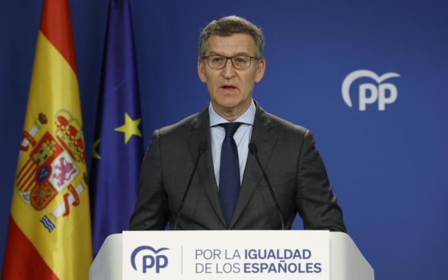 Feijóo, durante su comparecencia.