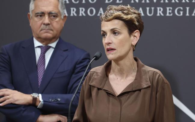 Comparecencia de María Chivite tras la reunión.