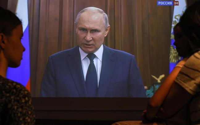 Vladimir Putin, en su discurso televisado Vladimir Putin, en su discurso televisado