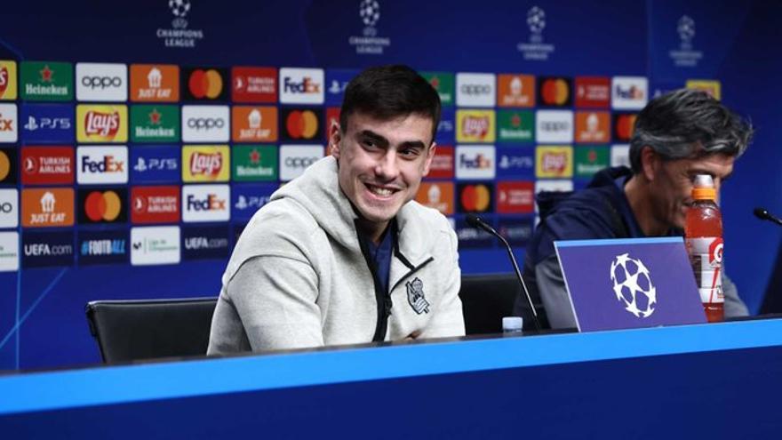 Ander Barrenetxea, durante la rueda de prensa de este martes. / REAL SOCIEDAD