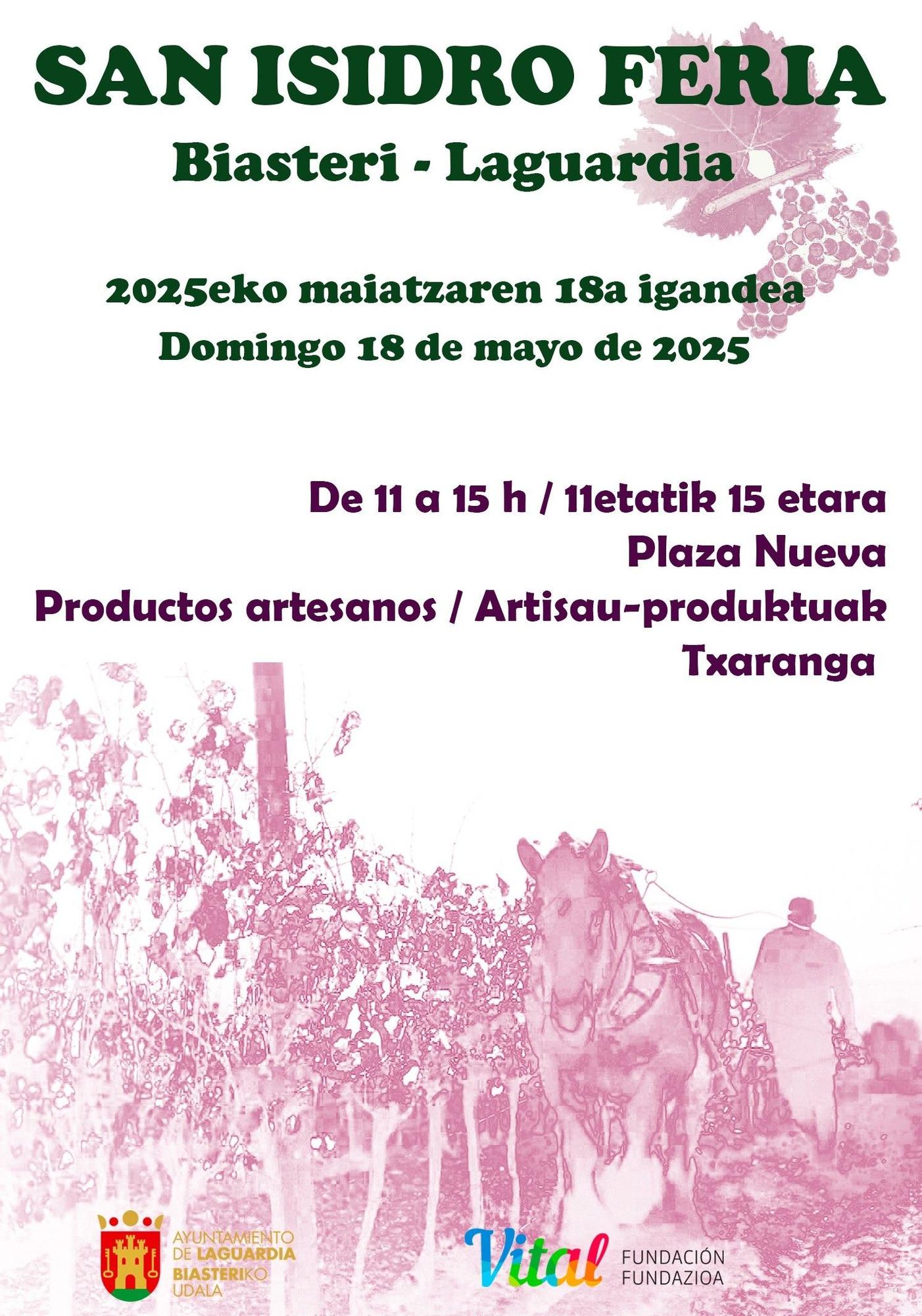 Cartel de la feria del domingo en Laguardia