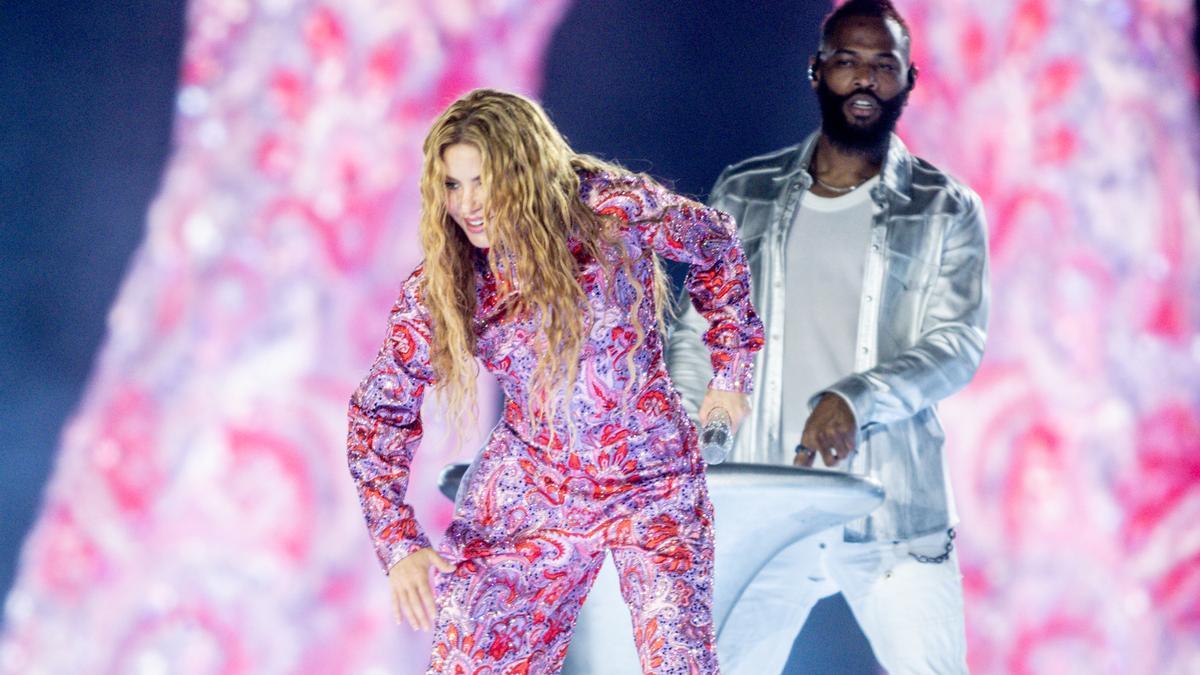 Shakira, durante uno de sus conciertos en Madrid.