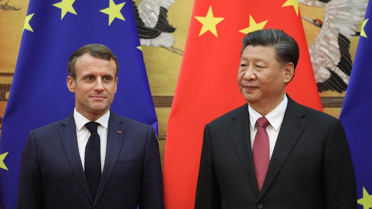 Reunión entre el presidente chino y Macron, 6 de abril.
