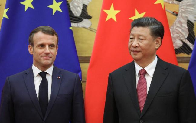 Reunión entre el presidente chino y Macron, 6 de abril.