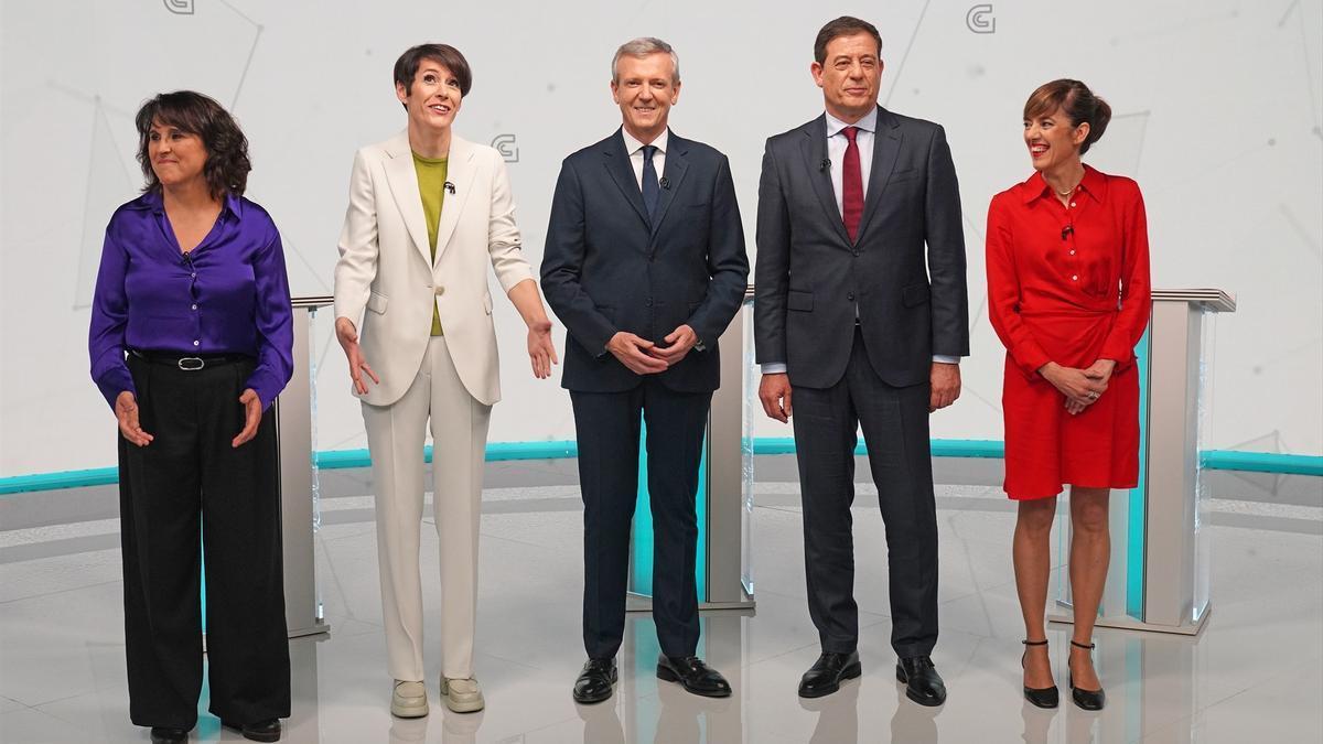 Los candidatos en el debate electoral a cinco para las elecciones del 18F en Galicia.