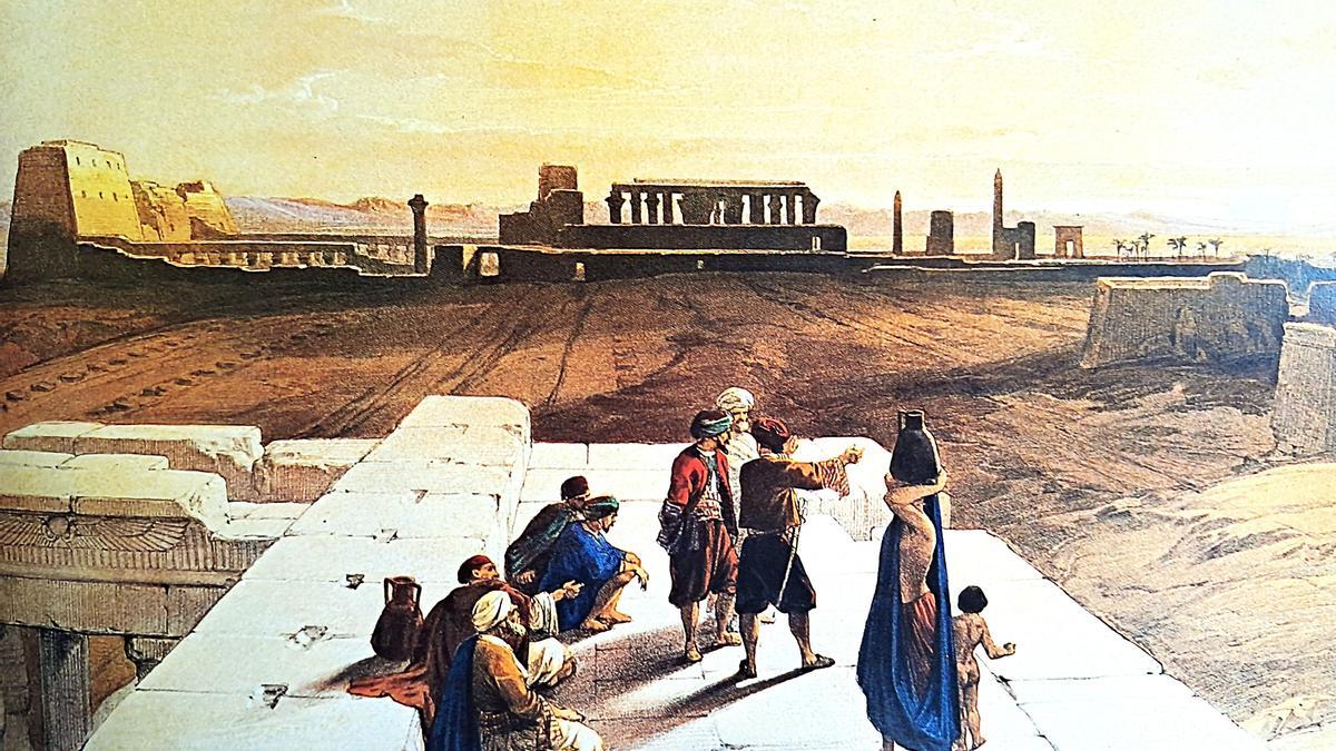 El sagrado templo de Karnak, en otra acuarela de D. Roberts.