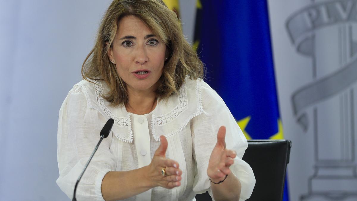 La ministra de Transportes, Movilidad y Agenda Urbana, Raquel Sánchez, tras la rueda de prensa del Consejo de Ministros.