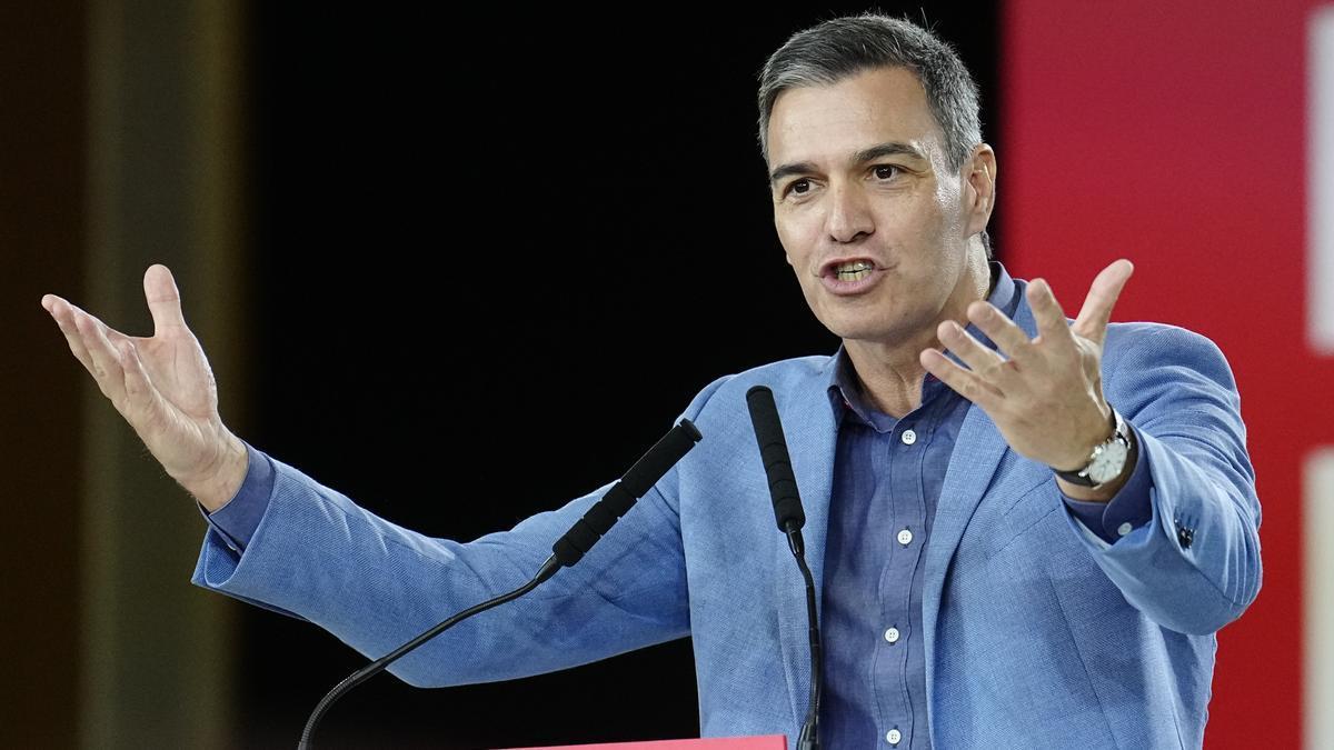 Pedro Sánchez durante el acto político celebrado este sábado en Barcelona.