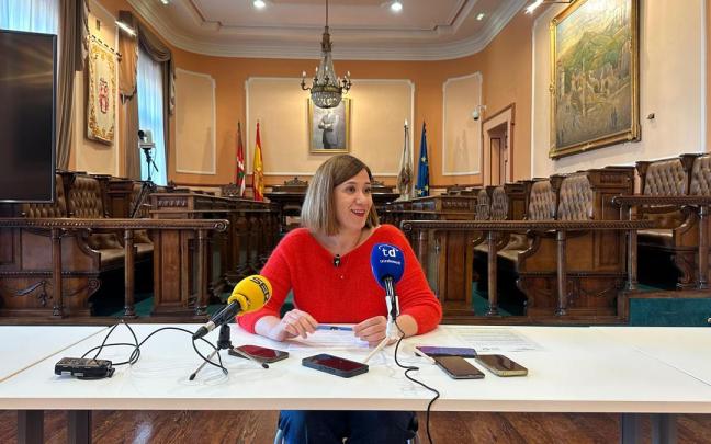 La alcaldesa de Irun, Cristina Laborda, esta mañana en la Casa Consistorial.