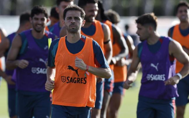 Bernando Silva, durante un entrenamiento con Portugal durante la preparación para el Mundial.