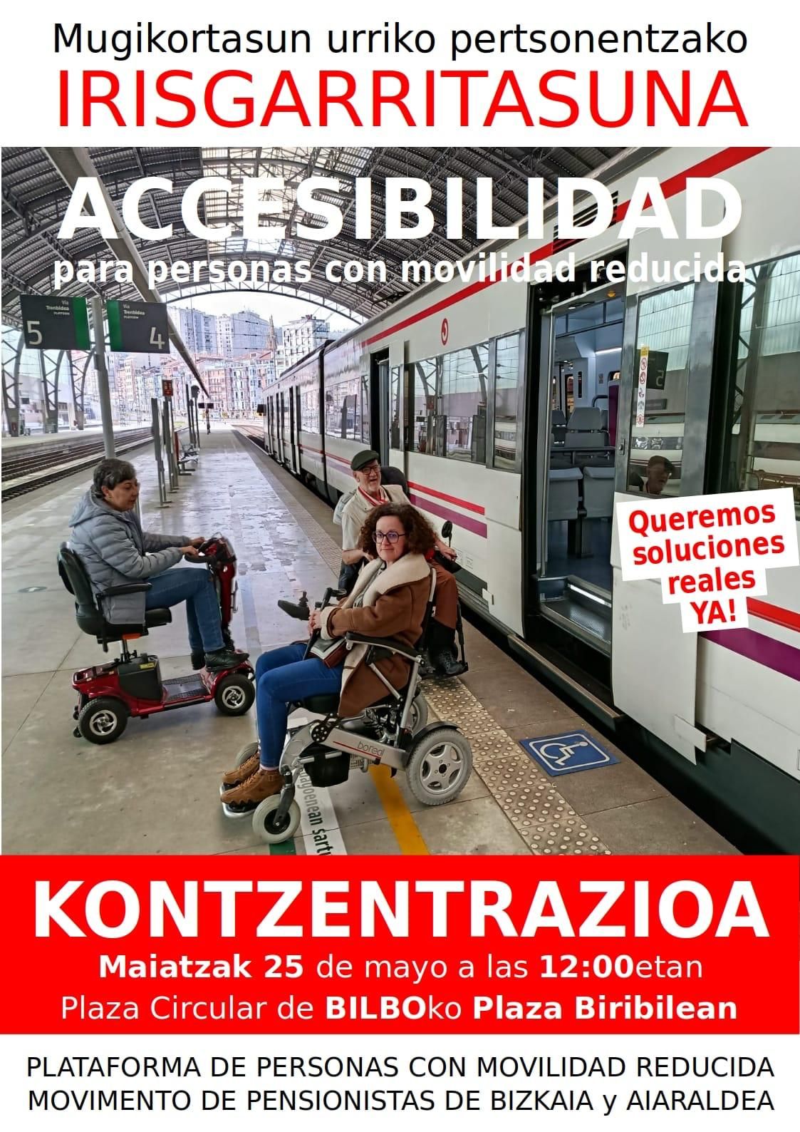 Cartel de la manifestación para exigir la accesibilidad en la Línea C3