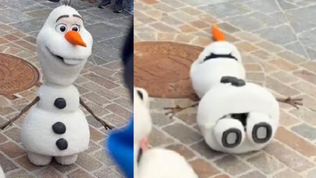 El antes y el después de Olaf en Disneyland París.