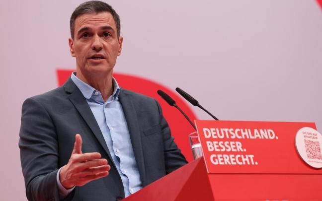 Pedro Sánchez pronuncia un discurso el pasado sábado en Berlín en la convención anual del Partido Socialdemócrata (SPD).