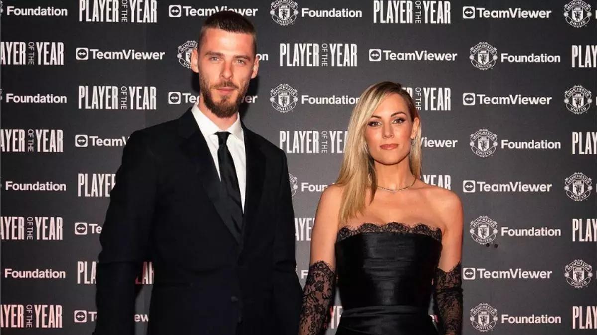 David de Gea y Edurne, en el photocall de un evento
