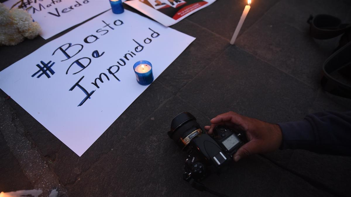 Imagen de archivo de un homenaje a periodistas asesinados en México.