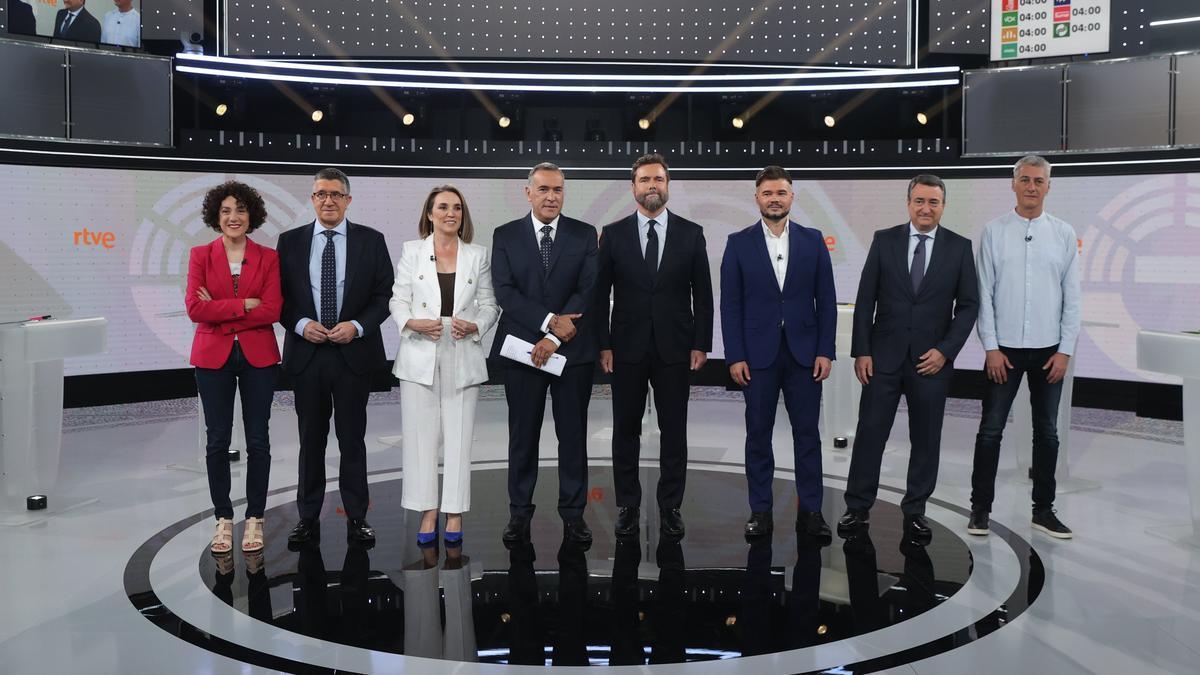 Vidal, López, Gamarra, Espinosa de los Monteros, Rufián, Esteban y Matute, en el debate a siete