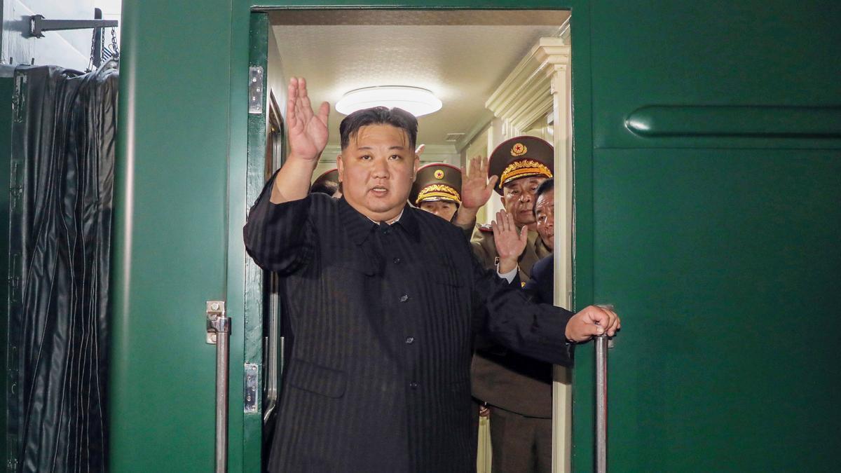 Kim Jong Un a su llegada a Rusia.