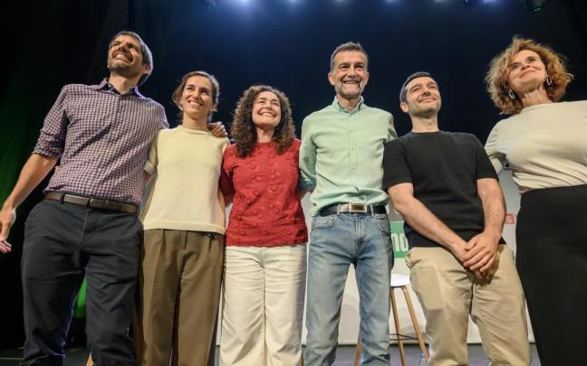 Antonio Maíllo, en Sevilla con los ministros Ernest Urtasun, Mónica García y Pablo Bustinduy.