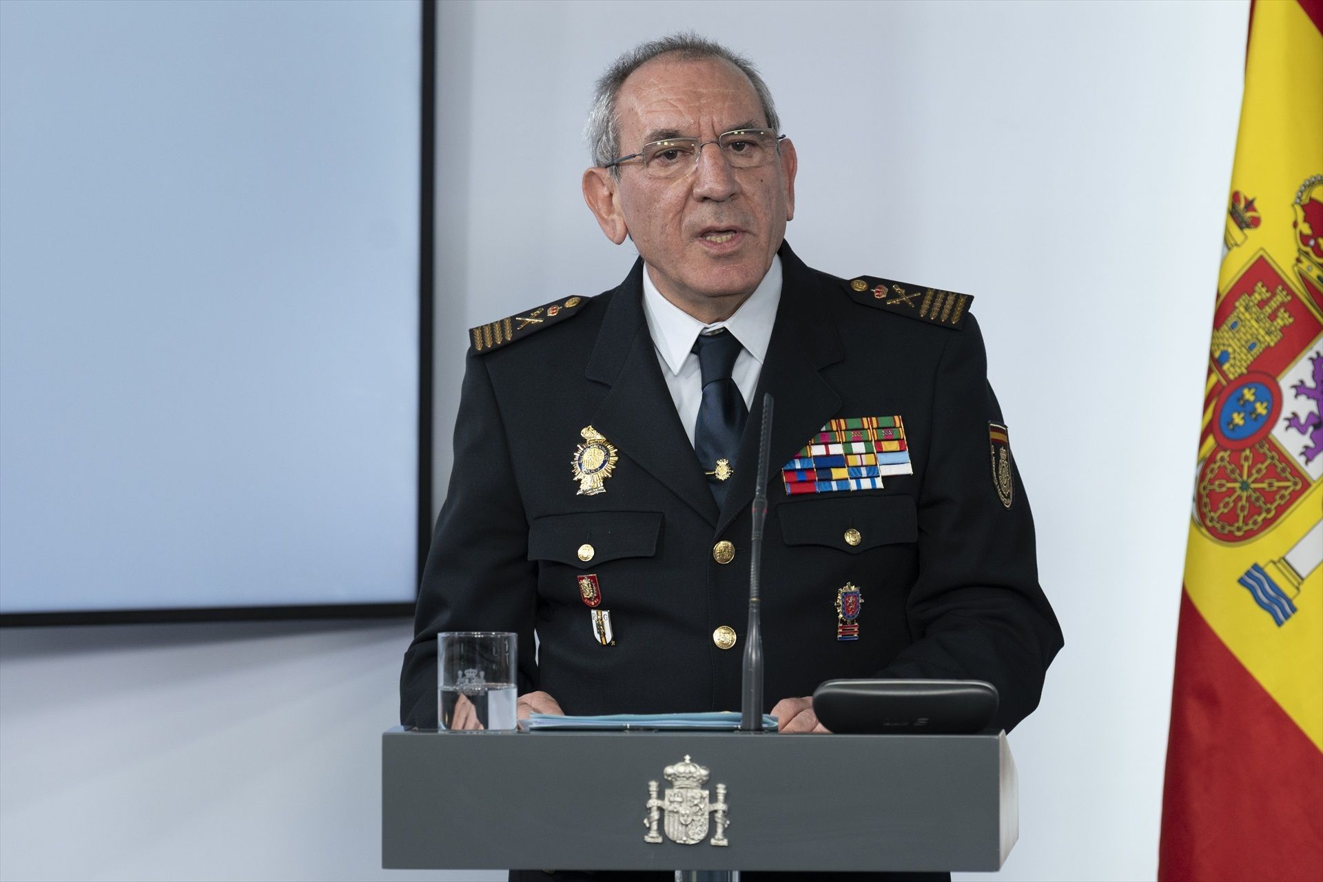 El DAO de la Policía Nacional, José Ángel González, en una rueda de prensa del Comité Técnico de Gestión del Covid-19.