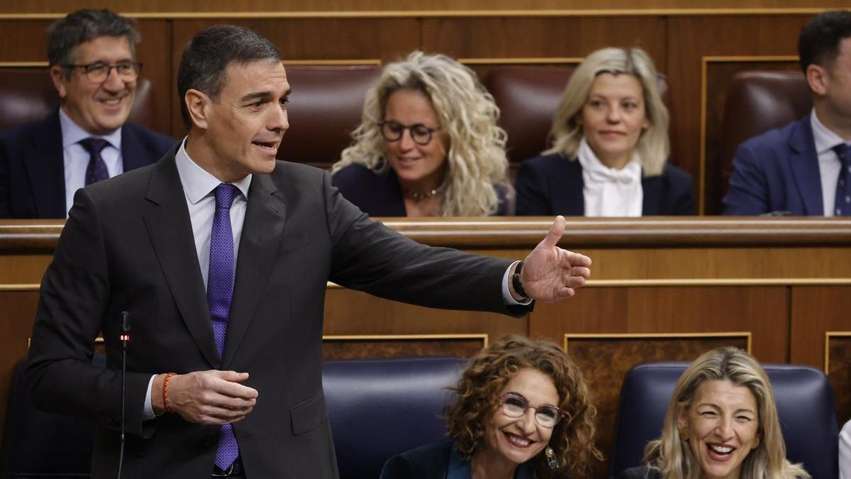 El presidente, Pedro Sánchez, interviene durante una sesión de control al Gobierno en el Congreso de los Diputados