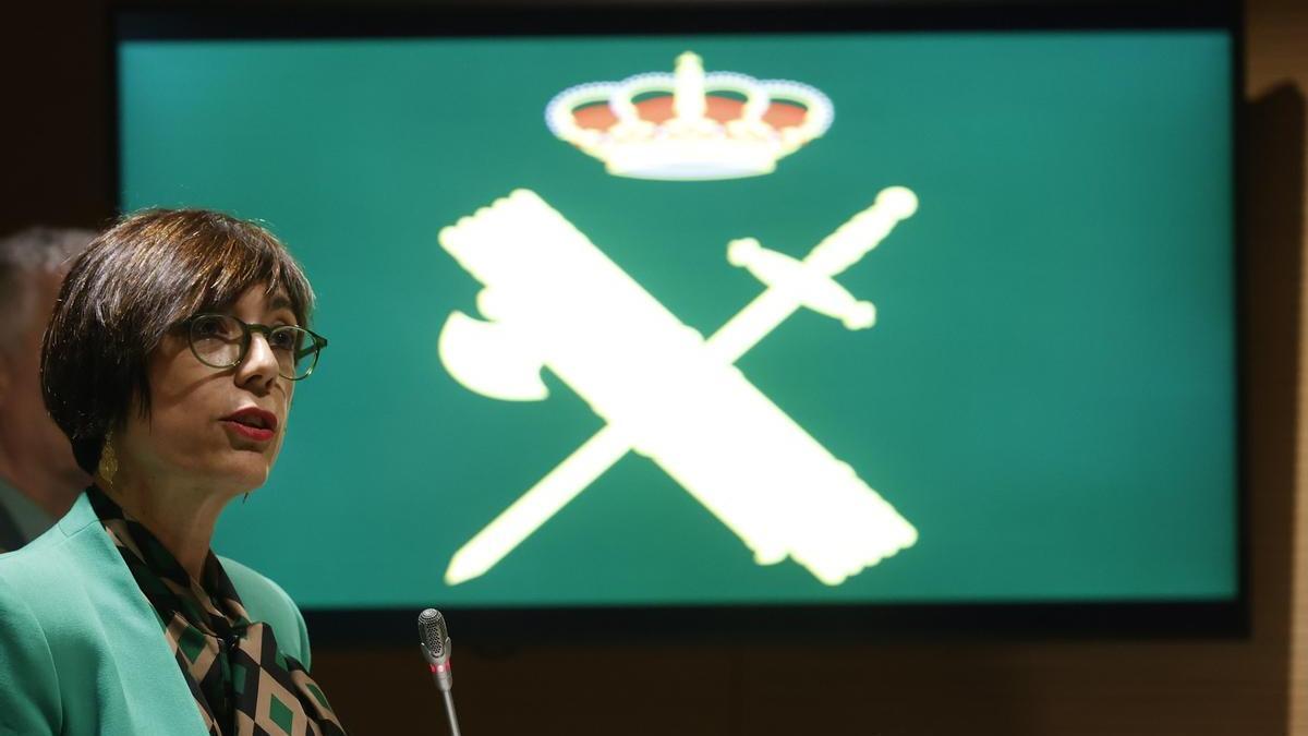 María Gámez en la rueda de prensa en la que anunció su dimisión.