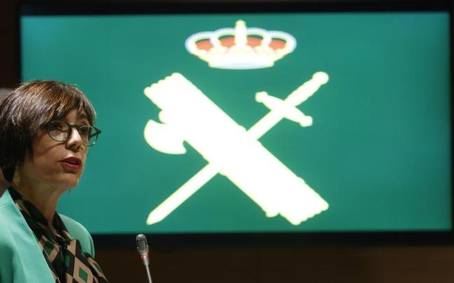 María Gámez en la rueda de prensa en la que anunció su dimisión.