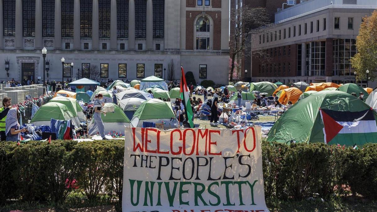 Una protesta pro-palestina en la universidad de Columbia.