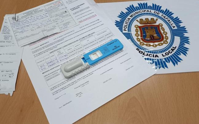 Imagen de la denuncia de la Policía Local por drogas y alcoholemia