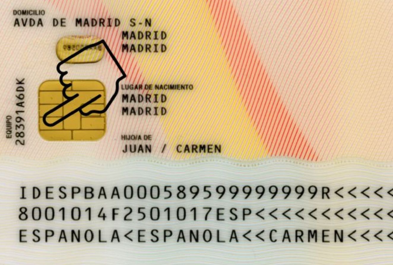 El código pegado al borde izquierdo en un DNI 4.0.