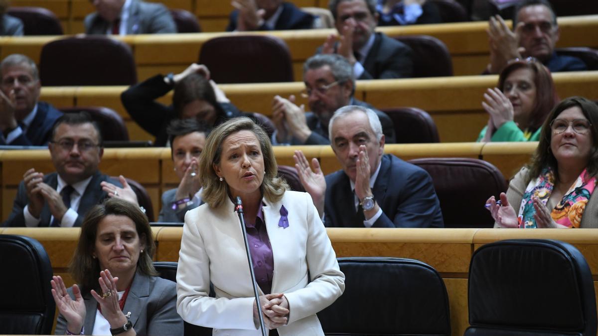 Nadia Calviño comparece en el Senado.