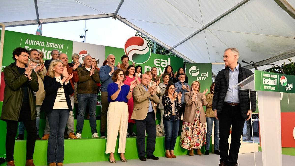 Urkullu interviene en el acto electoral del PNV en Getxo.