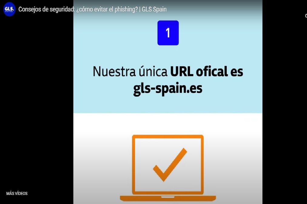 Advertencias en la página web oficial de GLS.