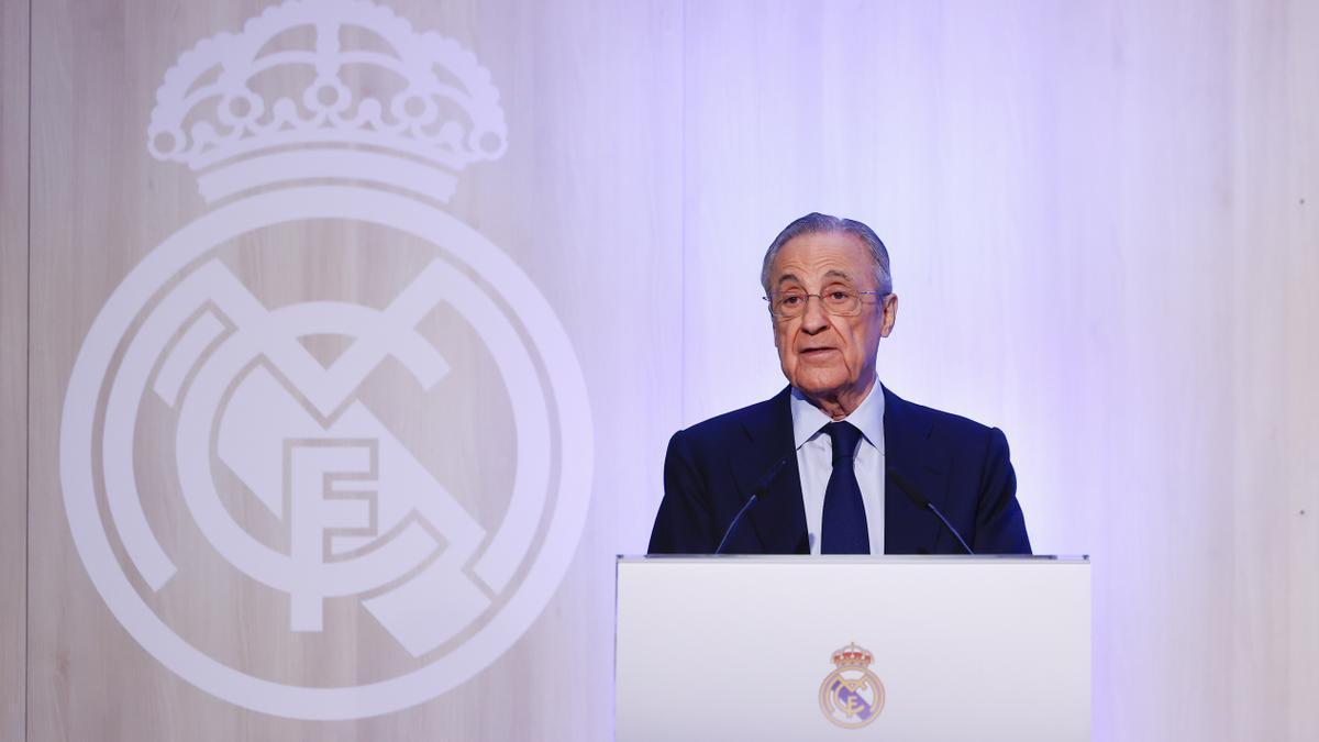 Florentino Pérez, durante una comparecencia como presidente del Real Madrid.