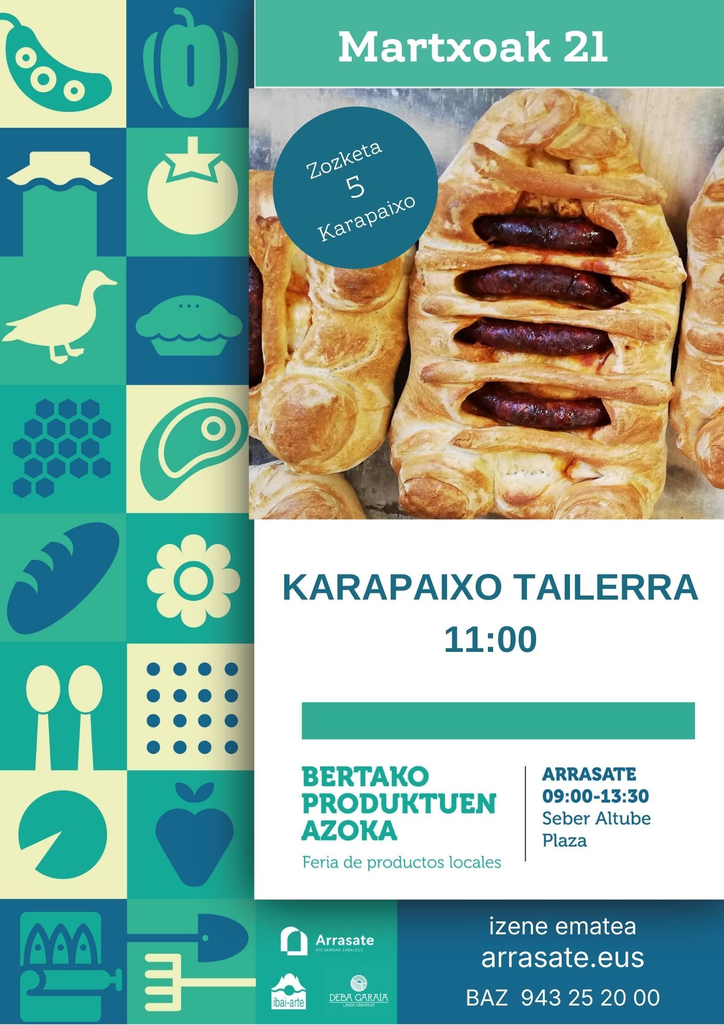 Cartel que anuncia el taller que se impartirá este sábado en la plaza Seber Altube.